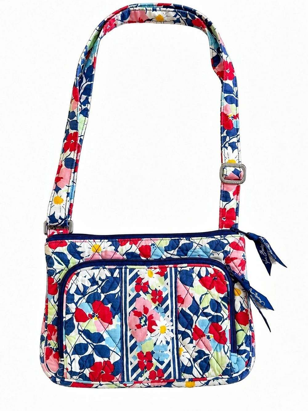 Vera Bradley Triple Zip Hipster Crossbody Bag Blue & Red